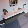 Mondiaz ALAN-DLUX Ensemble de meuble - 200cm - meuble Dark grey mat - 2 tiroirs - Lavabo Cloud Ostra suspendu - vasque Centre - 1 trou de robinet SW807346
