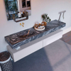 Mondiaz ALAN-DLUX Ensemble de meuble - 200cm - meuble Cale mat - 2 tiroirs - Lavabo Cloud Lava suspendu - vasque Gauche - 0 trous de robinet SW808242