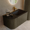 Mondiaz KURVE Ensemble de meuble de salle de bains - 85x46x40cm - 1 tiroir - 1 porte - lavabo solid surface - droit - 1 trou de robinet - Shadow SW1414185