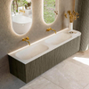 Mondiaz KURVE Ensemble de meubles de salle de bains - 175x46x40cm - 2 tiroirs - 1 porte - vasque solid surface - double / gauche - sans trou de robinet - Shadow SW1414169