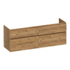 BRAUER Delight meuble sous lavabo - 160x46x60cm - 4 tiroirs à fermeture douce - sans poignées - 2 découpes pour siphon - Chateau SW1199350