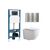 QeramiQ Dely Swirl Compact Toiletset - inbouwreservoir QeramiQ flush - slim zitting - metalen bedieningsplaat RVS - rechthoekige knoppen - mat wit SW1590663