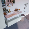 Mondiaz ALAN-DLUX Ensemble de meuble - 100cm - meuble Clay mat - 1 tiroir - Lavabo Cloud Glace suspendu - vasque Gauche - 1 trou de robinet SW806118