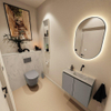 MONDIAZ TURE-DLUX meuble WC 60 cm Smoke. Lavabo EDEN Opalo position droite. Sans trou de robinet. SW1104583