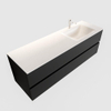 ENSEMBLE DE MEUBLE MONDIAZ VICA - 150cm - 2 tiroirs - lavabo Cloud à droite - 1 trou de robinet - solid surface urban SW410216