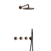 Hotbath Cobber IBS70 Regendoucheset - inbouw - 38.5cm wandarm - 20cm ronde hoofddouche - staafhanddouche - messing verouderd koper (goud) SW677590