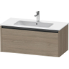 Duravit Ketho.2 Wastafelonderbouwkast - met 1 lade - 101x48x44cm - met greep antraciet - eiken terra mat SW772379