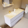 Mondiaz VICA-DLUX ensemble de meuble de salle de bain - 130cm - meuble sous-vasque cale - 4 tiroirs - lavabo encastré cloud gauche - 1 trou de robinet - version haute de 60cm - ostra SW1087511