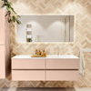 MONDIAZ VICA Ensemble meuble de salle de bains - 150cm - meuble bas rosee - 4 tiroirs - vasque cloud à droite - 1 trou de robinet - version hauteur 60cm - talc SW1083371