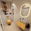 MONDIAZ TURE-DLUX Meuble toilette - 60cm - Ocher - EDEN - vasque Opalo - position droite - sans trou de robinet SW1104394