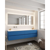 Mondiaz VICA ensemble de meuble de salle de bain - 200cm - meuble sous-vasque jeans - 4 tiroirs - lavabo cloud gauche - sans trou de robinet - miroir LED - version XL 60cm de haut SW1098249