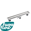 FugaFlow Eccelente Vetro Caniveau de douche 140cm avec grille à carreler et bride de sol Inox SW1123938