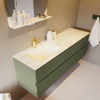 Mondiaz VICA-DLUX ensemble de meuble de salle de bain - 150cm - meuble sous-vasque armée - 4 tiroirs - lavabo encastré nuage gauche - 1 trou de robinet - version haute de 60cm - ostra SW1087093