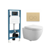 QeramiQ Dely Swirl Compact Ensemble WC - réservoir encastré QeramiQ flush - abattant 25 mm - plaque de commande en plastique beige - boutons ronds - blanc brillant SW1590612