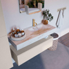 Mondiaz ALAN-DLUX Ensemble de meuble - 110cm - meuble Linen mat - 1 tiroir - Lavabo Cloud Frappe suspendu - vasque Droite - 1 trou de robinet SW804787