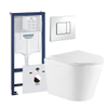 QeramiQ Dely Pack WC - réservoir encastrable Grohe - plaque de commande chrome - cuvette - abattant - blanc brillant SW1209512