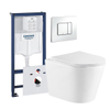 QeramiQ Dely Toiletset - Grohe inbouwreservoir - witte bedieningsplaat - toilet - zitting - glans wit SW643463