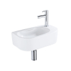 QeramiQ Fuente Ensemble de lavabo - 40x21.5x12cm - droit - lisse - demi-rond - 1 trou de robinet - céramique - robinet de lavabo chromé - bouchon de vidange - siphon abaissé - Blanc Brillant SW1232783