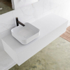 Mondiaz Lagom Meuble salle de bains 130x30.9x45cm Solid Surface Talc 1 tiroir avec lavabo BINX vasque à poser Gauche 1 trou de robinet SW409095