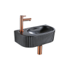 QeramiQ Fuente fonteinset – halfrond – 40x21.5x12 cm – keramiek zwart mat – kraangat links – geribbeld SW1233042