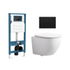 QeramiQ Dely Swirl Compact Ensemble WC - réservoir encastré QeramiQ flush - abattant slim - plaque de commande métallique noir mat - boutons ronds - blanc brillant SW1590493