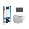 QeramiQ Dely Swirl Compact Ensemble WC - réservoir encastré QeramiQ flush - abattant fin - plaque de commande en marbre foncé - boutons ronds - blanc brillant SW1590526
