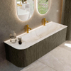 Mondiaz KURVE-DLUX Ensemble de meuble de salle de bains - 145x46x40cm - 1 tiroir - 1 porte - lavabo solid surface - droit - 2 trous de robinet - Shadow SW1414389