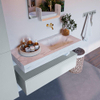 MONDIAZ ALAN - DLUX Ensemble de meuble de salle de bains - 110cm - meuble bas - Clay - 1 tiroir - lavabo suspendu - vasque à droite - 0 trous de robinet - Opalo SW806810