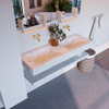 Mondiaz ALAN-DLUX Ensemble de meuble - 130cm - meuble Opalo mat - 0 tiroirs - Lavabo Cloud Opalo suspendu - vasque Gauche et droite - 0 trous de robinet SW809311