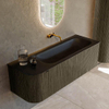 Mondiaz KURVE Ensemble de meuble de salle de bains - 135x46x40cm - 1 tiroir - 1 porte - lavabo solid surface - droit - sans trou de robinet - Shadow SW1414261