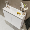 MONDIAZ TURE Kit lave-mains - 60x23x50cm - 1 trou de robinet - 2 portes - talc mat - Lavabo à gauche - Solid Surface Blanc SW474890