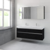 Bruynzeel Pinto badmeubelset 65.3x150x46cm 2 kraangaten 2 wasbakken 4 lades met spiegelkast met softclose composite zwart eiken SW384845 Bruynzeel Pinto badmeubelset 65.3x150x46cm 2 kraangaten 2 wasbakken 4 lades met spiegelkast met softclose composite zwart eiken SW384845