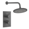 Crosswater MPRO Regendoucheset inbouw - 2 hendels - 30cm douchekop - wandarm - slate gunmetal (antraciet) SW1472598