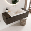 Mondiaz BUKLA Badkamermeubelset - 120x45x34cm - 0 kraangaten - wasbak midden - solid surface - Talc - greeploos - 1 lade - Melamine - Dark brown SW704858