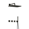 Hotbath Gal IBSGL70 Ensemble de douche encastré thermostatique - 2 robinets d'arrêt - bras mural 35cm - douche de tête rectangulaire 27cm - douchette barre - gun metal brossé PVD SW656421