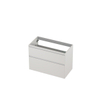 INK Wastafelonderkast - 90x45x65cm - 2 lades - greeploos - MDF lak - Hoogglans wit SW693296