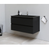 Basic Bella Meuble salle de bains avec lavabo acrylique Noir 100x55x46cm 1 trou de robinet Noir mat SW491734