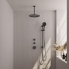 Brauer Gunmetal Edition Douche pluie thermostatique avec pommeau 30cm et bras plafond 20cm et douchette Rond 3 jet flexible lisse avec coude mural Gunmetal brossé PVD SW715839
