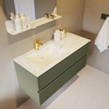 Mondiaz VICA-DLUX ensemble de meuble de salle de bain - 110cm - meuble sous-vasque armée - 2 tiroirs - lavabo encastré nuage gauche - 1 trou de robinet - version haute de 60cm - opalo SW1086489