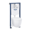 Grohe Solido Start Round toiletset diepspoel - rimless - Grohe Solido inbouwreservoir - softclose toiletzitting - bedieningsplaat chroom SW1244473