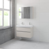 Bruynzeel Pinto badmeubelset 65.3x90x46cm 2 kraangaten 1 wasbak 2 lades met spiegelkast met softclose composite kasjmier grijs SW384774 Bruynzeel Pinto badmeubelset 65.3x90x46cm 2 kraangaten 1 wasbak 2 lades met spiegelkast met softclose composite kasjmier grijs SW384774