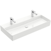 Villeroy & Boch memento 2.0 wastafel - voor handdoekhouders - 100x47cm - zonder overloop - 2 kraangaten - White Alpine (glans wit) SW358438