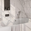 BRAUER Chrome Carving thermostatische inbouw badkraan - drukknoppen SET 04 - badvulcombinatie - 3 standen handdouche - doucheslang - wandaansluitbocht - chroom SW925503