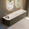 Mondiaz KURVE-DLUX Ensemble de meubles de salle de bains - 165x46x40cm - 2 tiroirs - 1 porte - vasque solid surface - double / droite - sans trou de robinet - Shadow SW1414392