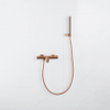 Fortifura Calvi Thermostatische badkraan - met staafhanddouche handdouchehouder en gladde doucheslang - PVD - geborsteld koper SW1225336