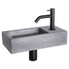 Differnz Ravo kit lave-mains - 38.5x18.5x9cm - Rectangulaire - 1 trou de robinet - Robinet courbé noir mat - béton gris foncé SW705440