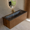 MONDIAZ KURVE-DLUX 120cm Meuble salle de bain - couleur Walnut - 1 tiroir - vasque BIG LARGE centre - 1 trou de robinet - couleur Lava SW1137257