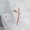 Fortifura Nebbio Ensemble combiné bain - mitigeur thermostatique - coude mural avec support de douchette - flexible de douche métallique - barre de douchette - Remplissage-vidage de baignoire - laiton brossé PVD (or) SW1238037
