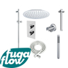 FugaFlow Eccelente Sobrado Badkamer Inbouw Regendoucheset - thermostatisch - plafondarm -glijstang - 25cm hoofddouche - staaf handdouche - chroom - Black Friday - SW1124122