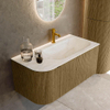 Mondiaz KURVE-DLUX Ensemble de meuble salle de bain - 95x46x40cm - 1 tiroir - 1 porte - lavabo en solid surface - droite - 1 trou de robinet - Dusk SW1414987